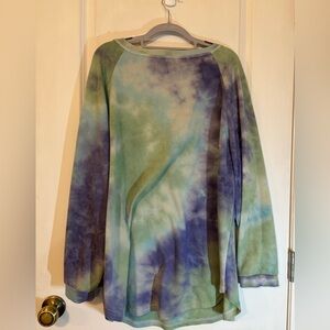 Chic Soul 2X tie-dye tunic, long sleeve, plus size
